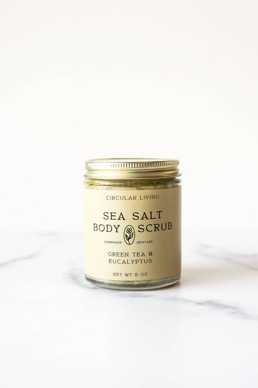 Sea Salt Body Scrub, Green Tea & Eucalyptus