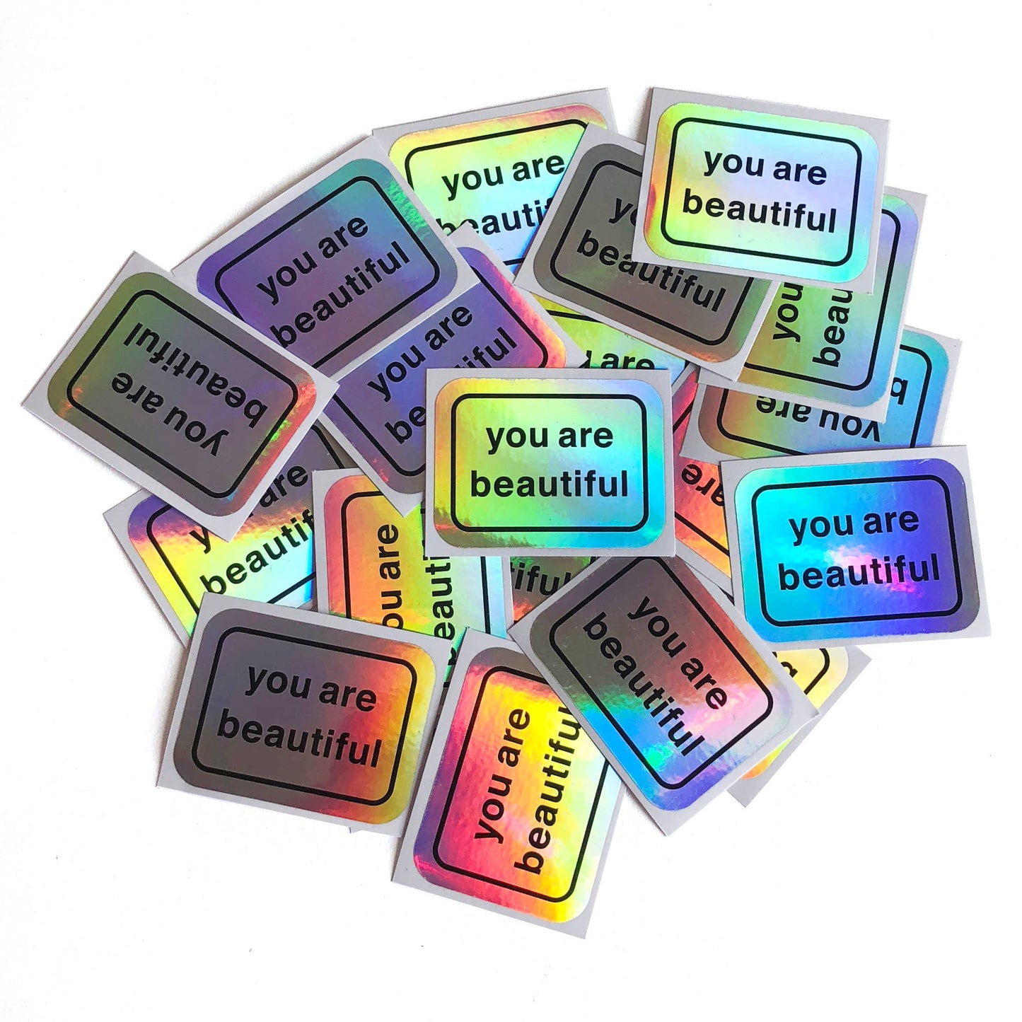 "you are beautiful" Single Holographic Sticker