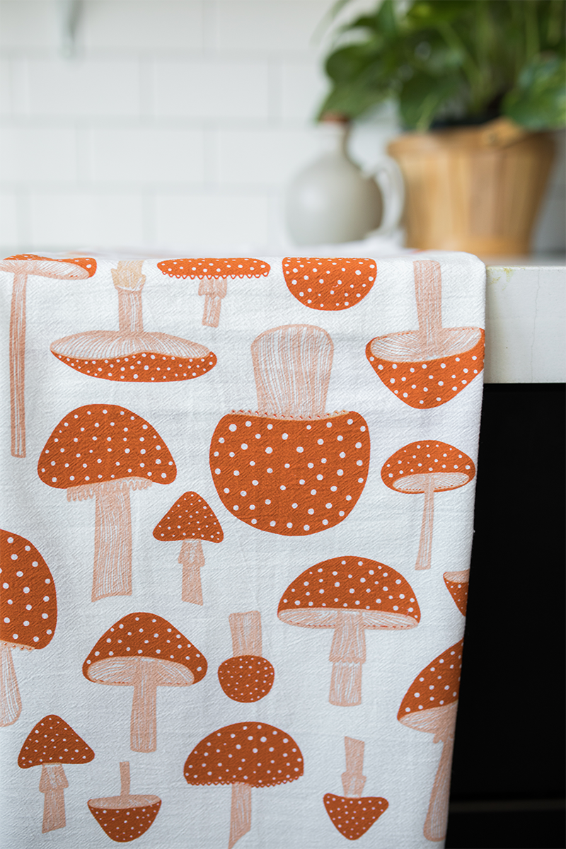 Rust Mushroom Tea Towel