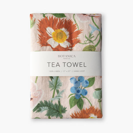 Poppies - 100% Linen Tea Towel