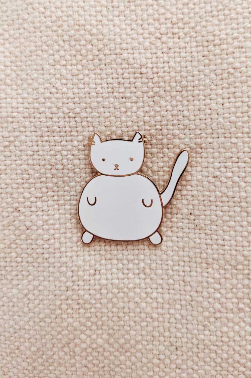 White Cat Enamel Pin