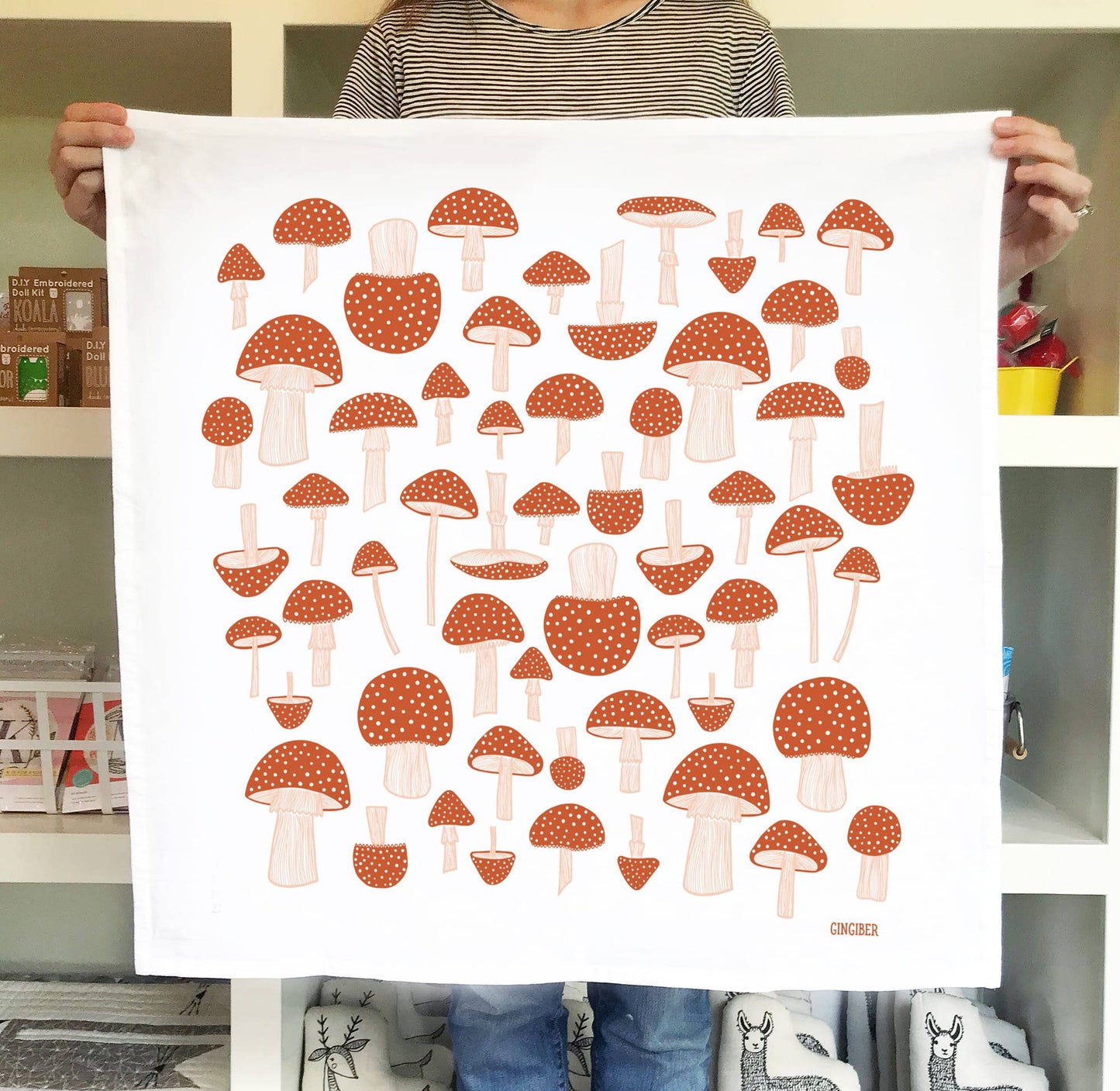 Rust Mushroom Tea Towel