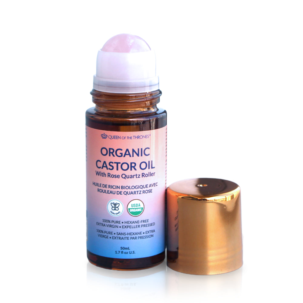 Organic Golden Castor Oil Roll-On with Rose Quartz 50mL